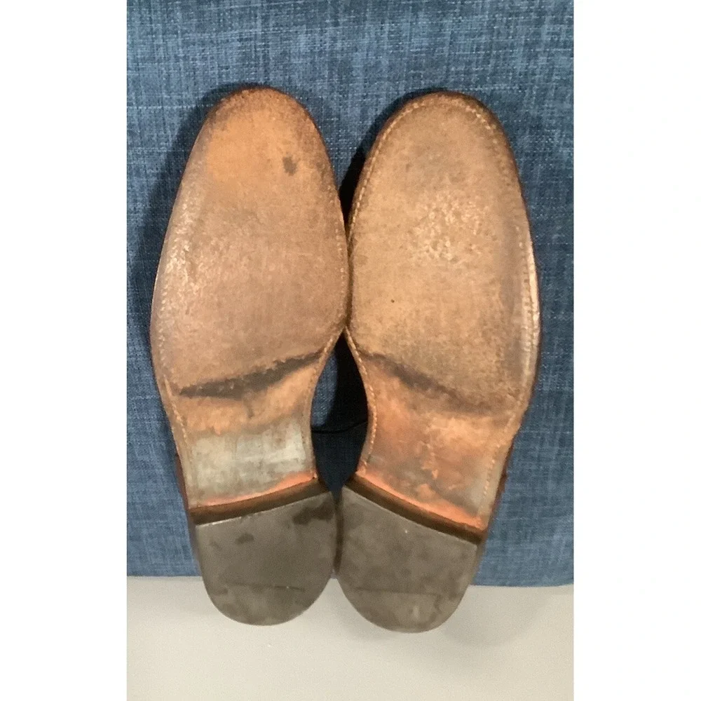 BARRIE LTD HANDCRAFTED ENGLAND MADE BRITISH TAN TOOLED CAP TOE OXFORD SHOES 9